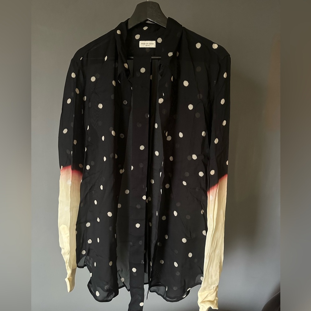 Dries Van Noten Polka Dots celdon Black/Beige color. Size 52